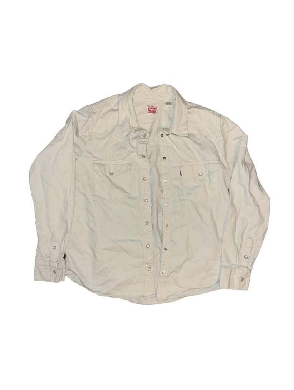 Levi's Iconic Western Long Sleeve Pearl Snap Shirt Cream White Women’s Medium